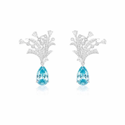 Ocean blue pear zircon earrings