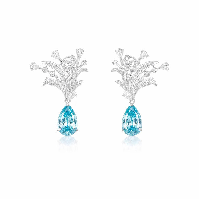 Ocean blue pear zircon earrings