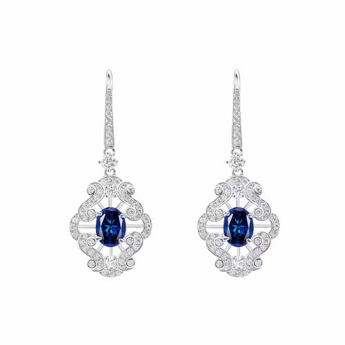 Retro blue zircon drop earrings in silver 